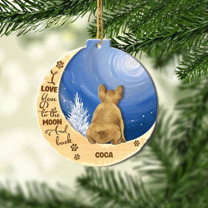 Personalized Brown French Bulldog On Moon Aluminum Ornament