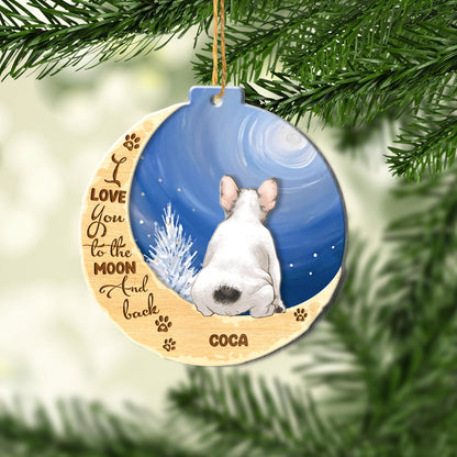 Personalized White French Bulldog On Moon Aluminum Ornament
