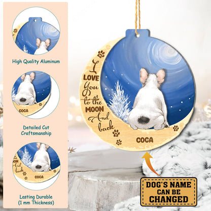 Personalized White French Bulldog On Moon Aluminum Ornament