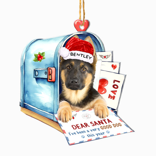 Personalized German Shepherd In Mailbox Christmas Aluminum Ornament