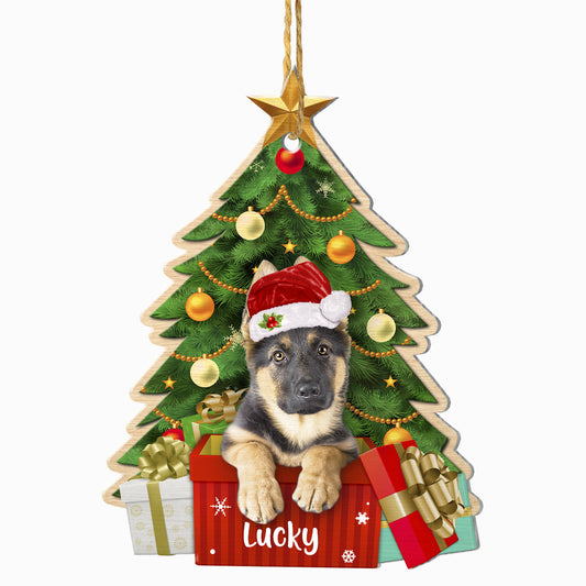 Personalized German Shepherd Christmas Tree Aluminum Ornament