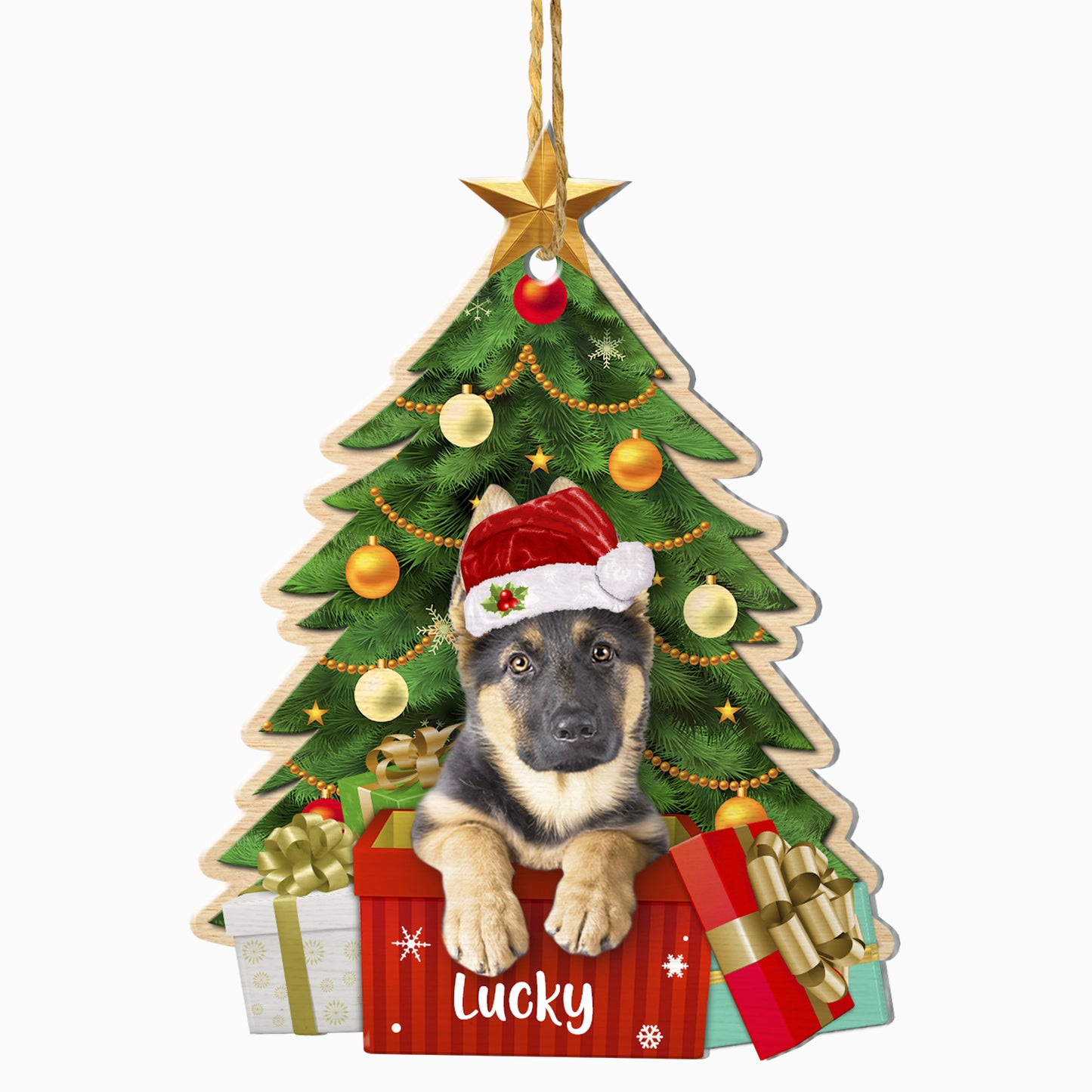 Personalized German Shepherd Christmas Tree Aluminum Ornament