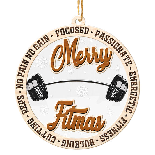Personalized Gym 2-Layer Wood & Acrylic Christmas Ornament