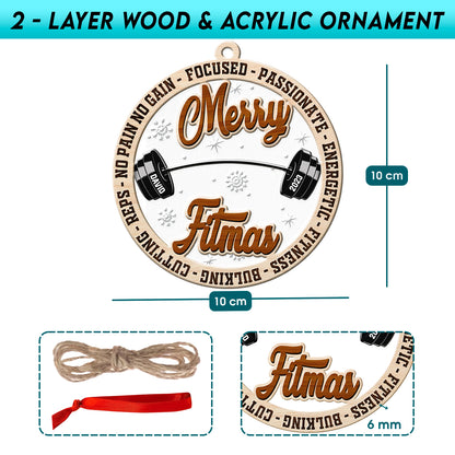 Personalized Gym 2-Layer Wood & Acrylic Christmas Ornament
