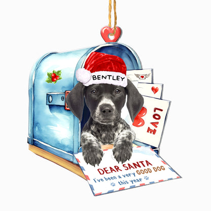 Personalized German Shorthaired Pointer In Mailbox Christmas Aluminum Ornament