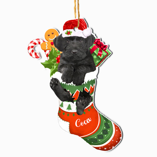 Personalized Giant Schnauzer In Christmas Stocking Aluminum Ornament