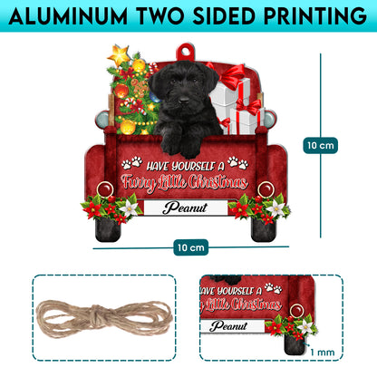 Personalized Giant Schnauzer Red Truck Christmas Aluminum Ornament