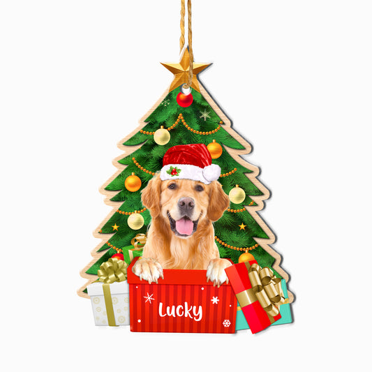 Personalized Golden Retriever Christmas Tree Aluminum Ornament