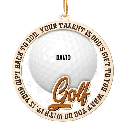 Personalized Golf 2-Layer Wood & Acrylic Christmas Ornament