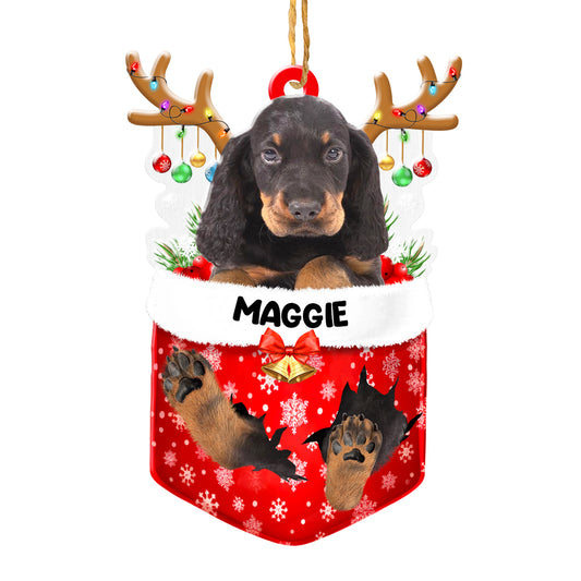 Personalized Gordon Setter In Snow Pocket Christmas Acrylic Ornament