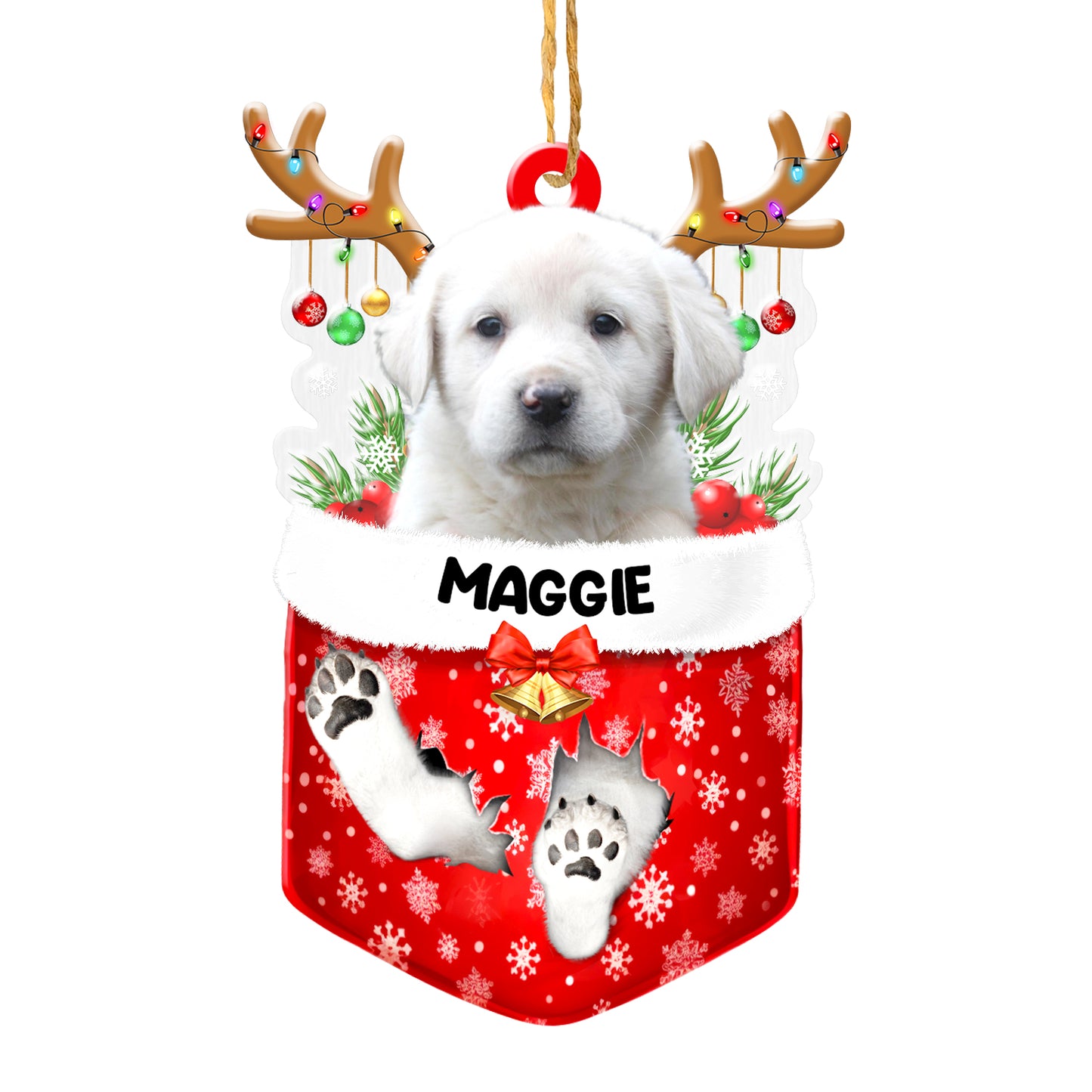 Personalized Great Pyrenees In Snow Pocket Christmas Acrylic Ornament