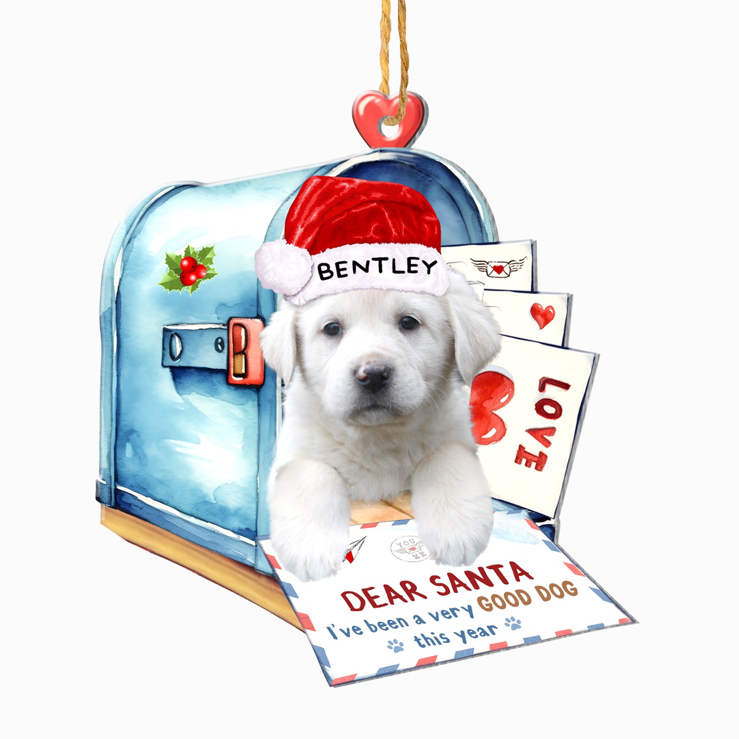 Personalized Great Pyrenees In Mailbox Christmas Aluminum Ornament