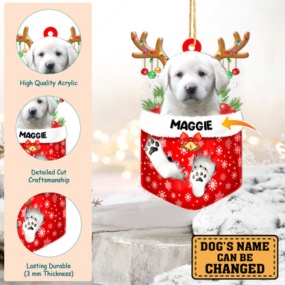 Personalized Great Pyrenees In Snow Pocket Christmas Acrylic Ornament