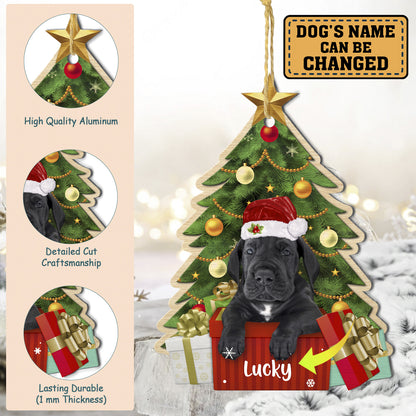 Personalized Black Great Dane Christmas Tree Aluminum Ornament