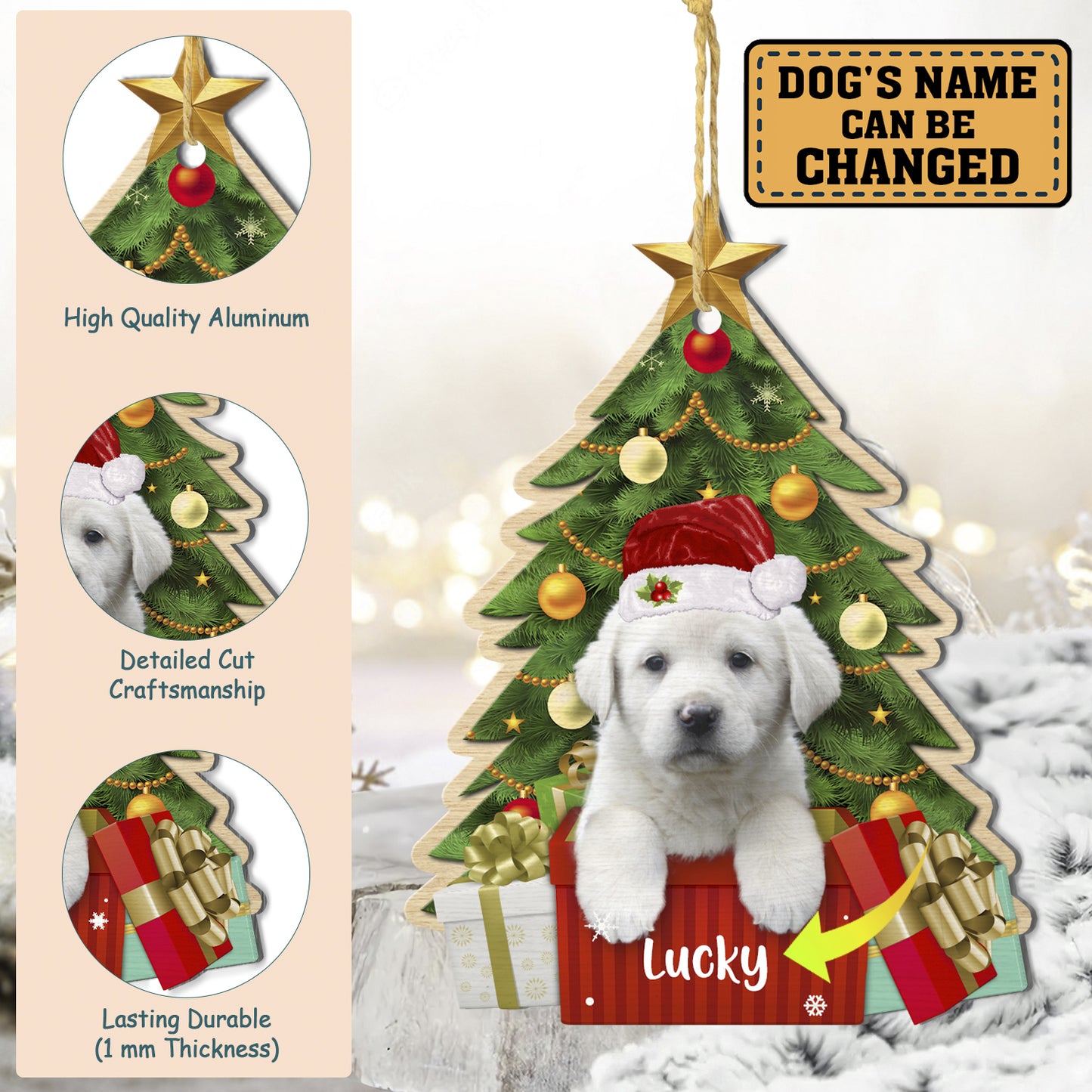 Personalized Great Pyrenees Christmas Tree Aluminum Ornament
