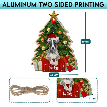 Personalized Greyhound Christmas Tree Aluminum Ornament