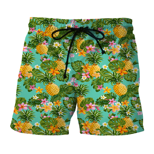 Tropical Pineapple And Plants Hawaiian Shorts