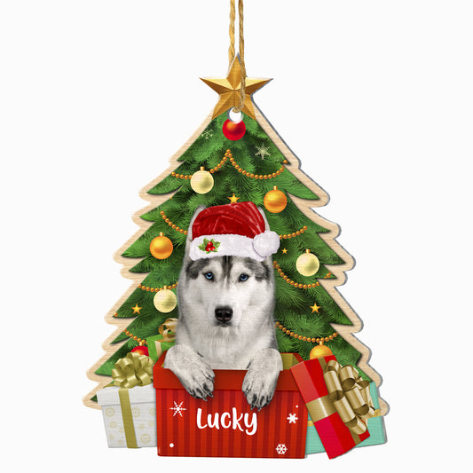 Personalized Husky Christmas Tree Aluminum Ornament