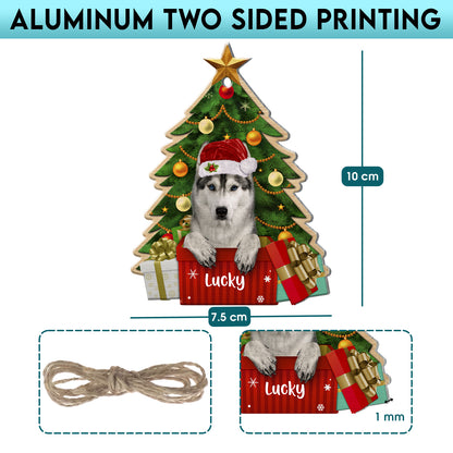 Personalized Husky Christmas Tree Aluminum Ornament