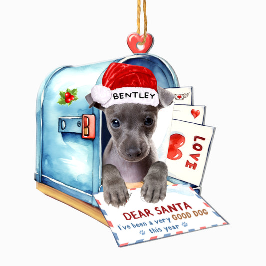 Personalized Italian Greyhound In Mailbox Christmas Aluminum Ornament