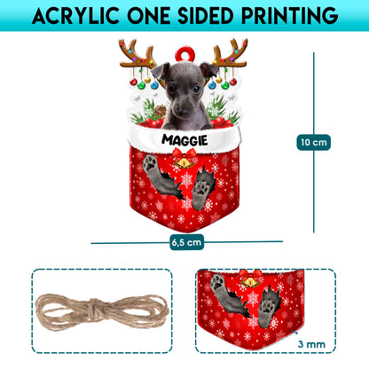 Personalized Italian Greyhound In Snow Pocket Christmas Acrylic Ornament