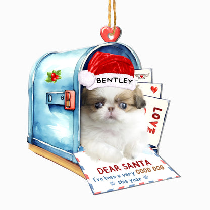 Personalized Japanese Chin In Mailbox Christmas Aluminum Ornament
