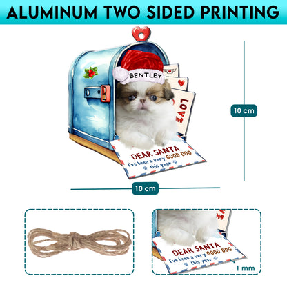 Personalized Japanese Chin In Mailbox Christmas Aluminum Ornament