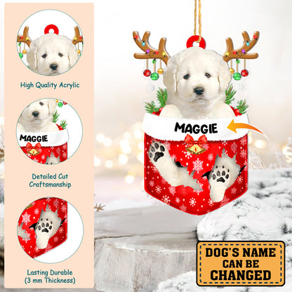 Personalized Kuvasz In Snow Pocket Christmas Acrylic Ornament