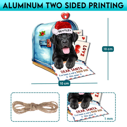 Personalized Labrador Retriever In Mailbox Christmas Aluminum Ornament