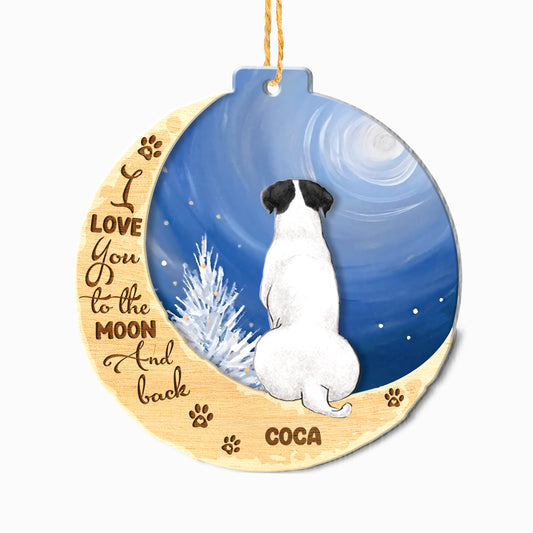 Personalized Labrador Retriever On Moon Aluminum Ornament