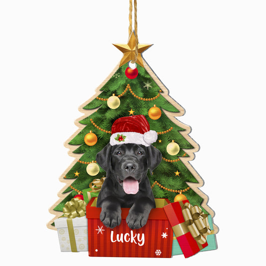 Personalized Black Labrador Retriever Christmas Tree Aluminum Ornament