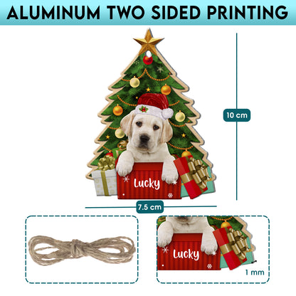 Personalized Cream Labrador Retriever Christmas Tree Aluminum Ornament