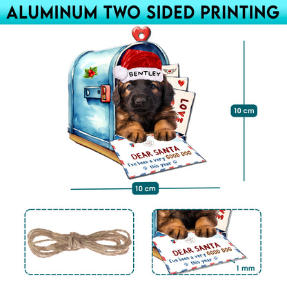Personalized Leonberger In Mailbox Christmas Aluminum Ornament
