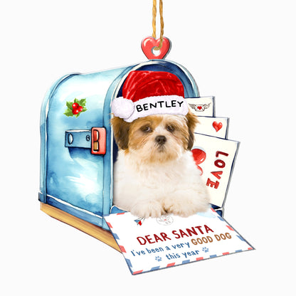 Personalized Lhasa Apso In Mailbox Christmas Aluminum Ornament