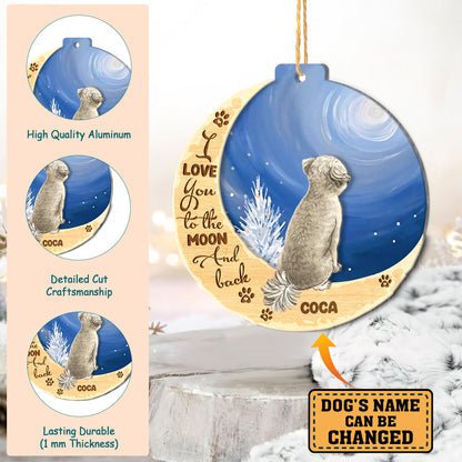 Personalized Lhasa Apso On Moon Aluminum Ornament