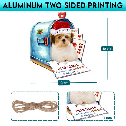 Personalized Lhasa Apso In Mailbox Christmas Aluminum Ornament