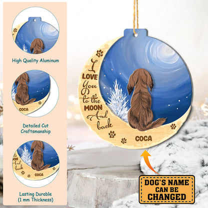Personalized Long-Haired Dachshund On Moon Aluminum Ornament
