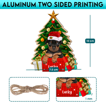 Personalized Miniature Pinscher Christmas Tree Aluminum Ornament