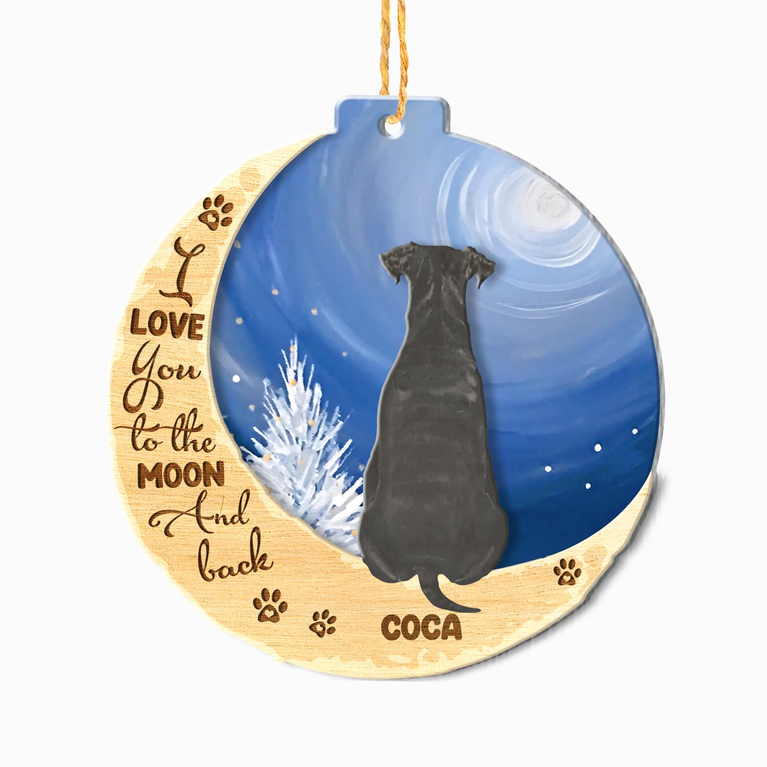 Personalized Miniature Schnauzer On Moon Aluminum Ornament ...