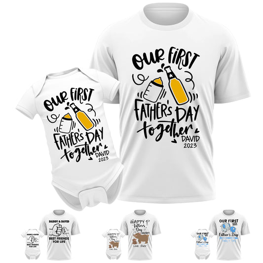 Funny 1st Fathers Day Together Beer & Milk, Bear Custom Matching Outfit
