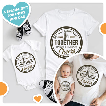 Funny 1st Fathers Day Together Beer & Milk, Bear Custom Matching Outfit