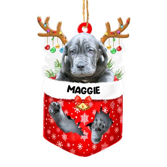 Personalized Neapolitan Mastiff In Snow Pocket Christmas Acrylic Ornament