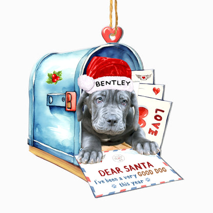 Personalized Neapolitan Mastiff In Mailbox Christmas Aluminum Ornament