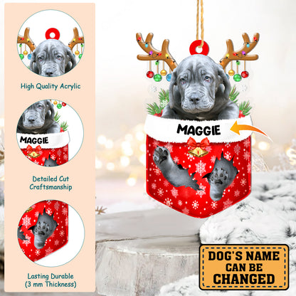 Personalized Neapolitan Mastiff In Snow Pocket Christmas Acrylic Ornament