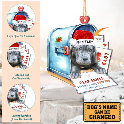 Personalized Neapolitan Mastiff In Mailbox Christmas Aluminum Ornament