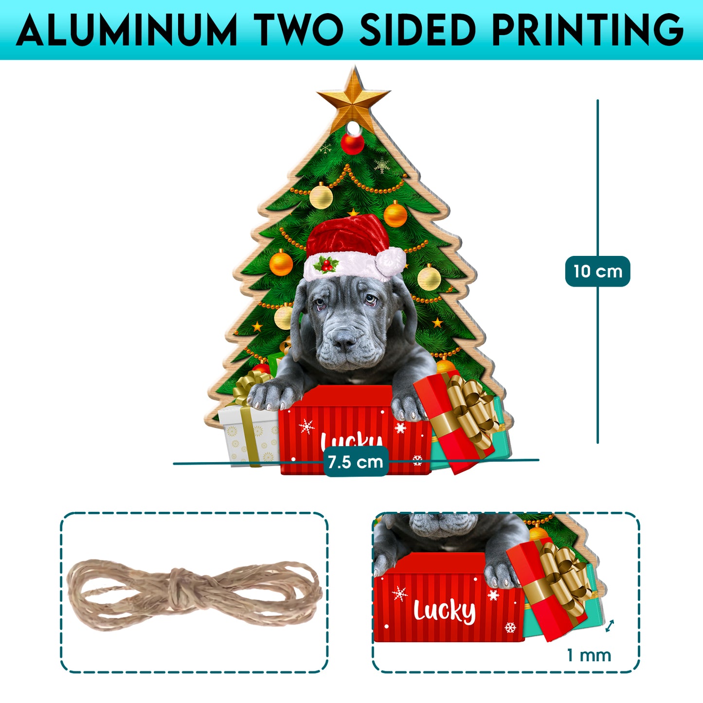 Personalized Neapolitan Mastiff Christmas Tree Aluminum Ornament
