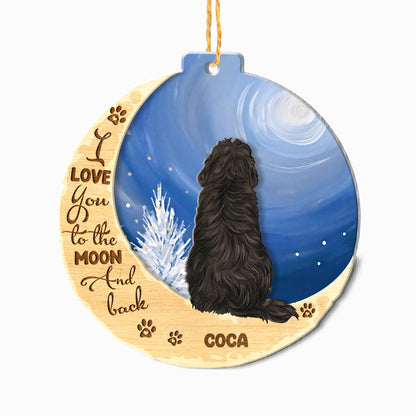 Personalized Newfoundland Dog On Moon Aluminum Ornament