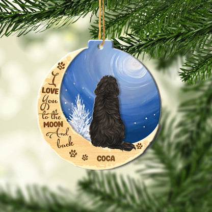 Personalized Newfoundland Dog On Moon Aluminum Ornament