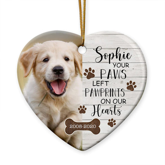 Personalized Dog Memorial Ceramic Heart Ornament