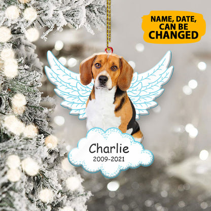 Personalized Beagle Angel Wings Memorial Acrylic Ornament